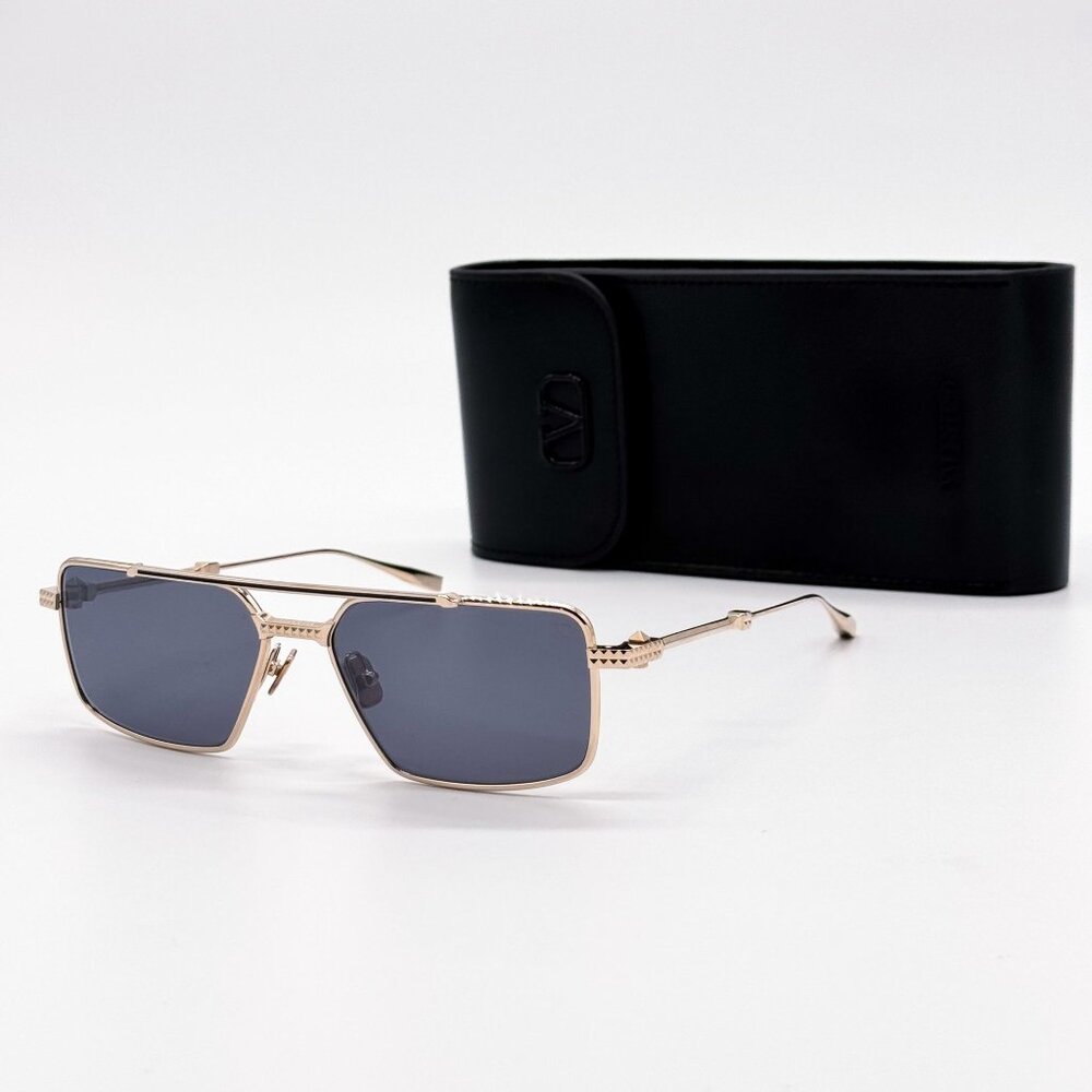 NEW VALENTINO SUNGLASSES VLS-111A 129 GOLD/GRAY WOMEN EYEWEAR